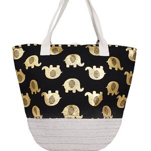 Elephant Print French Basket Tote